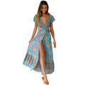 Spot Summer Casual Holiday Floral Print Dress Sexy Dress Women Clothing Wrap Dress