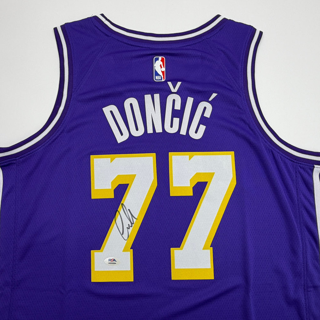 Autographed/Signed Luka Doncic Los Angeles Lakers Purple Authentic Basketball Jersey PSA/DNA COA