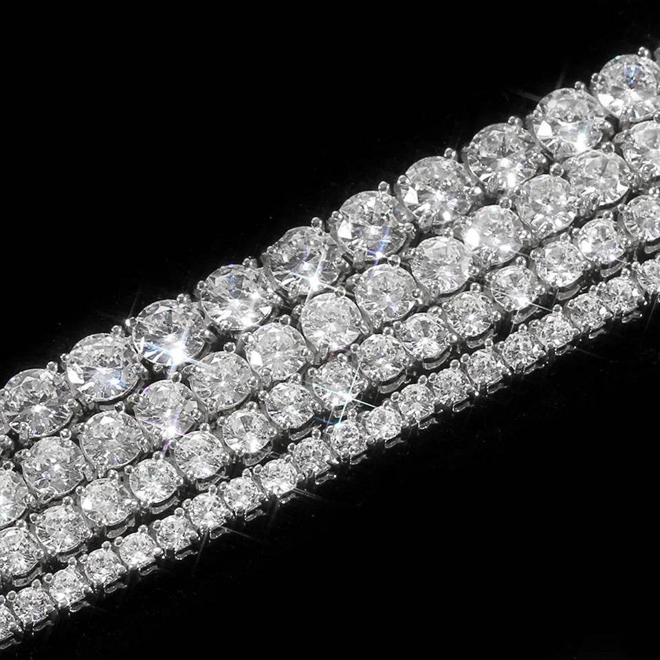 VVS1 Moissanite S925 & 14K Tennis Chain Iced Out Necklace and Bracelet, 6–26 Inch, 2–6.5mm Round Cut D-Grade Certified Moissanite