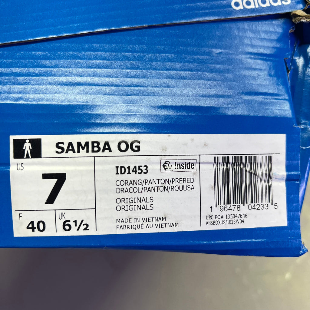 ZA@ ADIDAS Samba OG Soccer Inspired Sneaker Men's Sz 7 Collegiate Orange ID1453