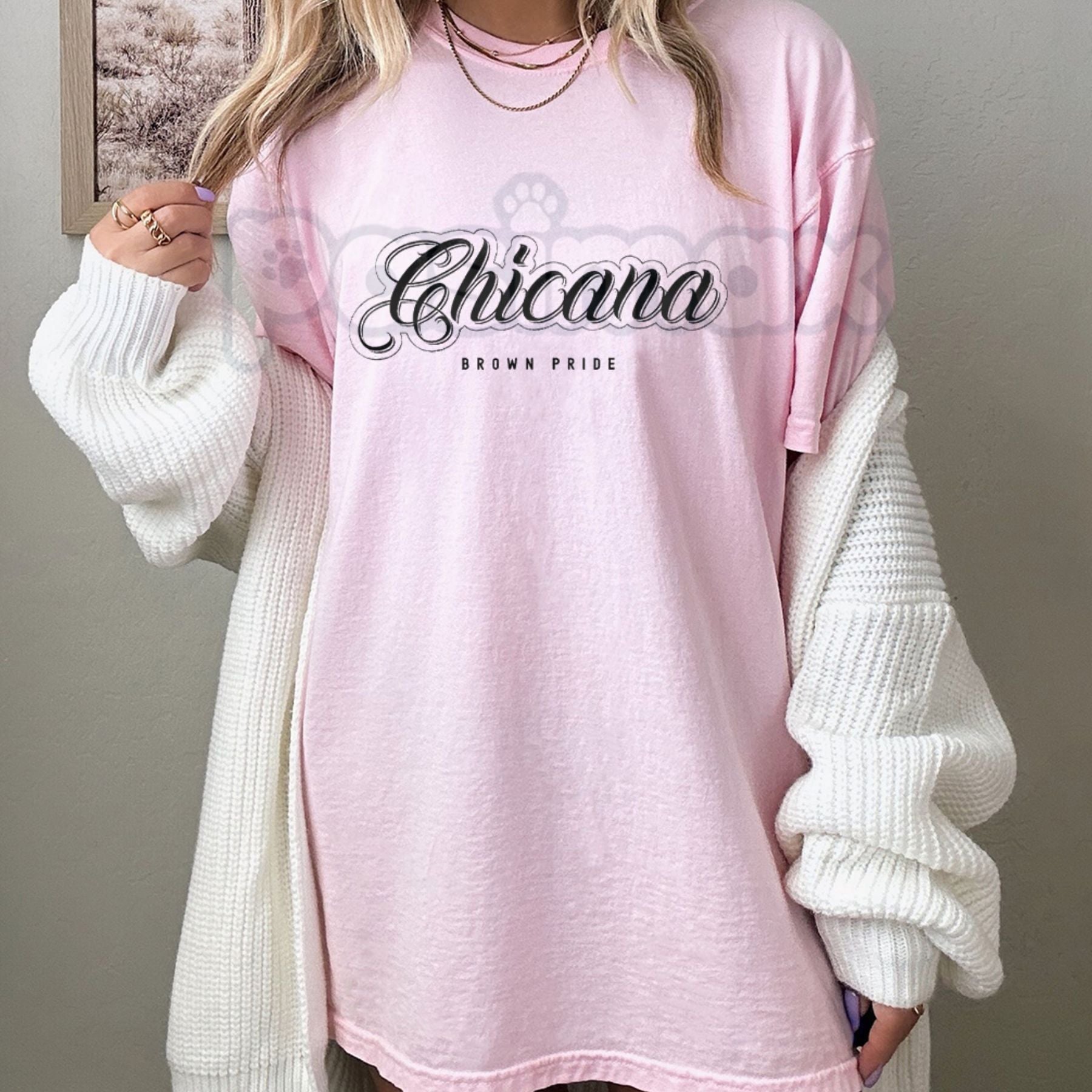 Chicana Brown Pride Oversized Graphic Tee - Vintage Lowrider Culture Clothing, Mexican Heritage Streetwear, Cholo Style Retro Aesthetic Shirt, Latina Empowerment Apparel