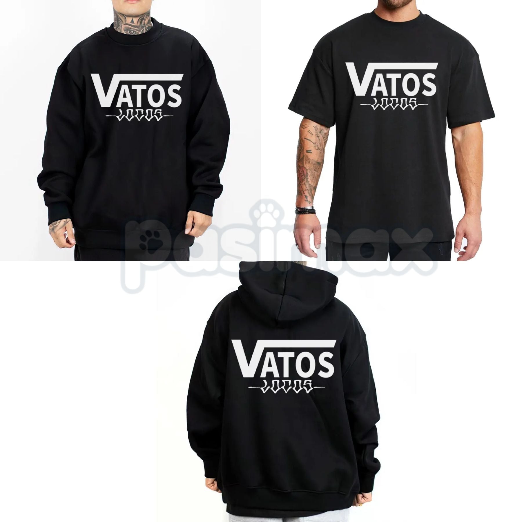 Chicano Clothing Vatos Loc Forever El Gallo Negro – Lowrider Oversized Graphic Tee, Heavy Sweatshirt & Hoodie