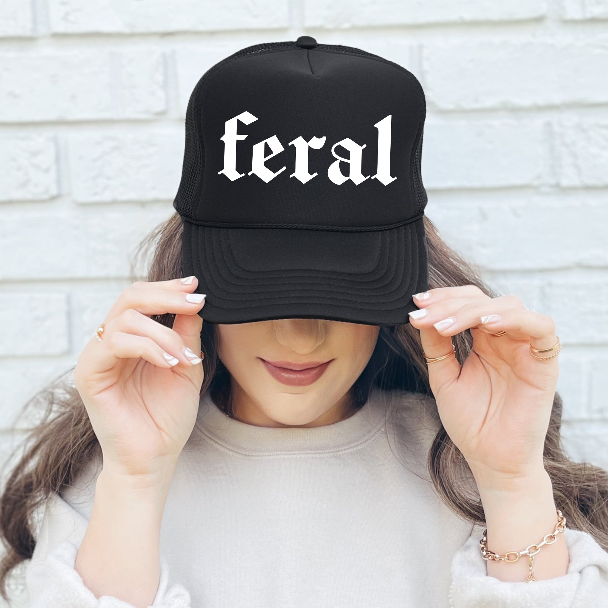 Feral, Sassy, Funny Attitude, Fearless Humor, Bold Style, Everyday Wearable Confidence, Statement Accessory Trucker Hat