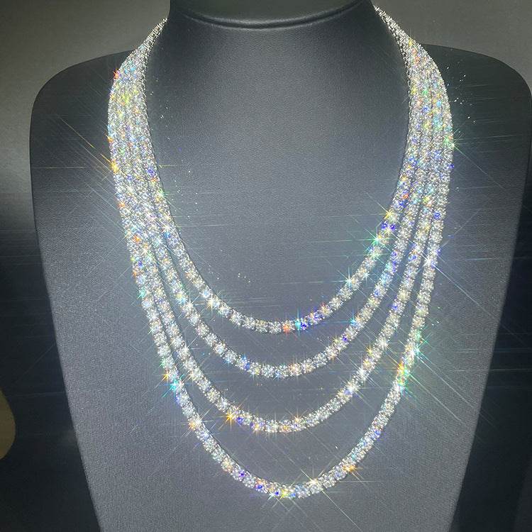 VVS1 Moissanite S925 & 14K Tennis Chain Iced Out Necklace and Bracelet, 6–26 Inch, 2–6.5mm Round Cut D-Grade Certified Moissanite