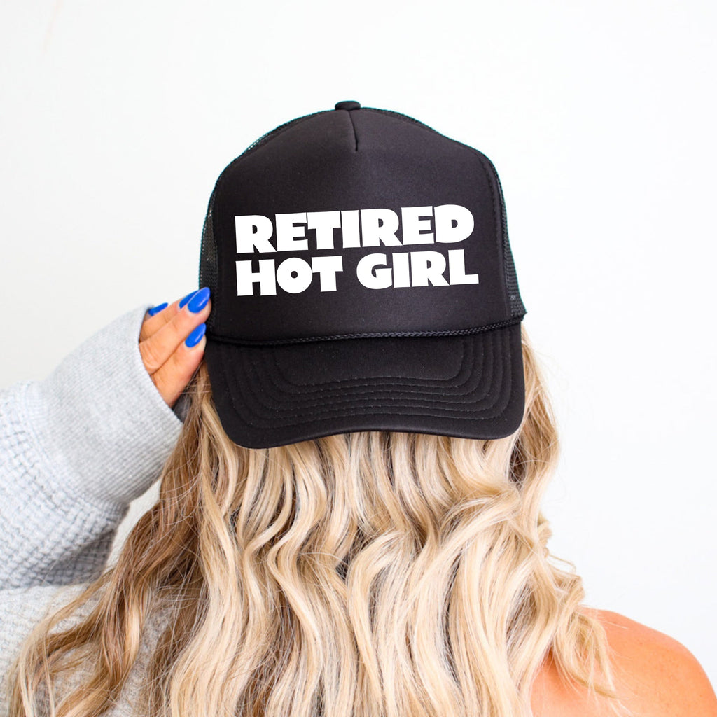 Retired Hot Girl Sassy Funny Caption Slogan Trucker Hat With Playful Attitude And Humor
