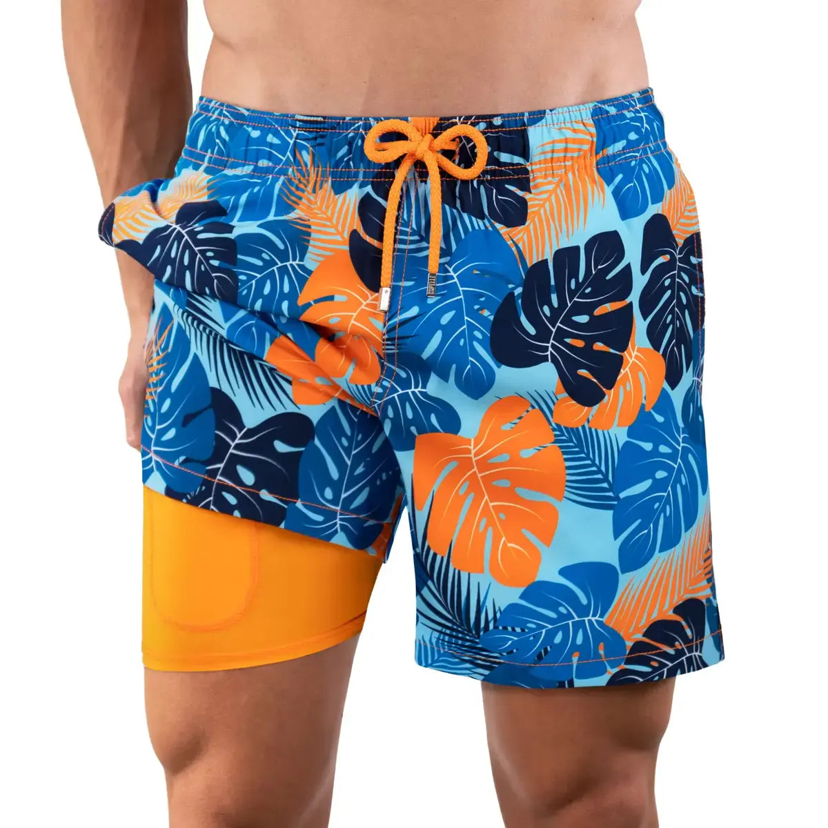 Men’s Premium Compression-Lined Hybrid Shorts – Blue Jungle